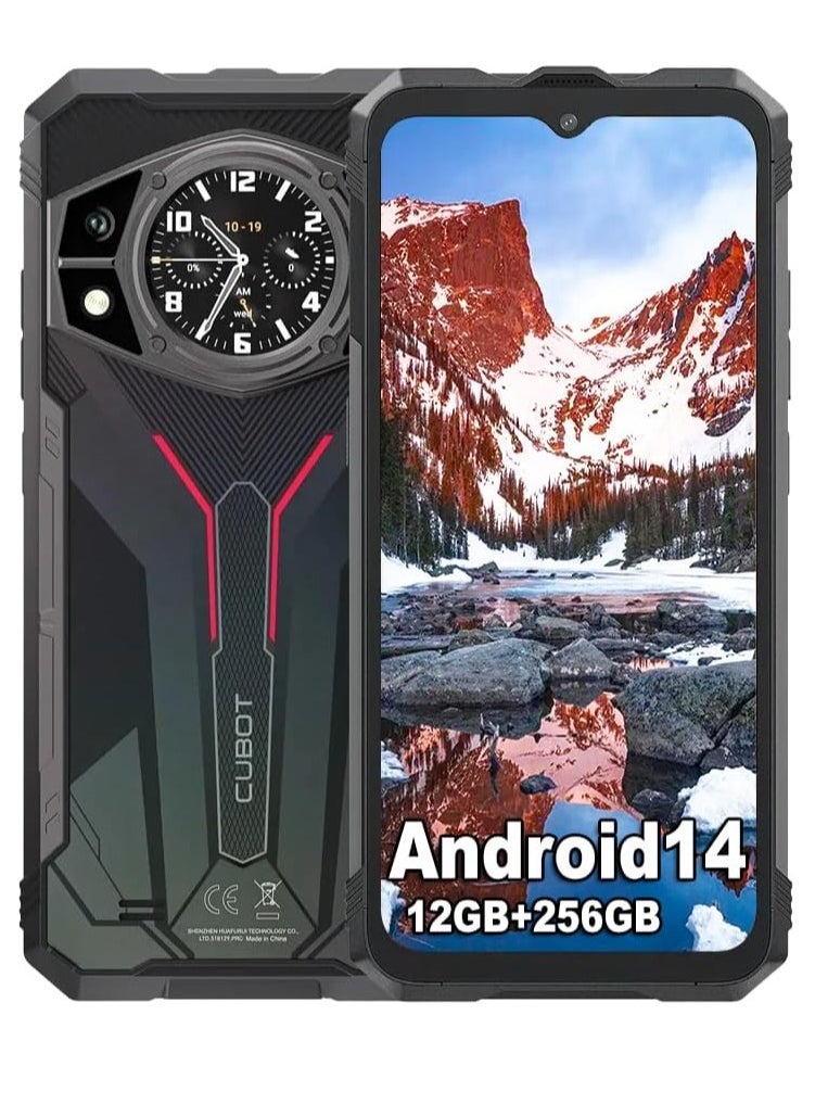 Cubot KingKong AX Rugged Smartphone, Android 14, 12GB RAM + 256GB ROM, 6.583" FHD+ Display, 100MP + 32MP Camera, 5100mAh Battery, 33W Fast Charging, Waterproof & Drop Resistant, NFC, OTG, GPS, 4G - Black  - Image 1