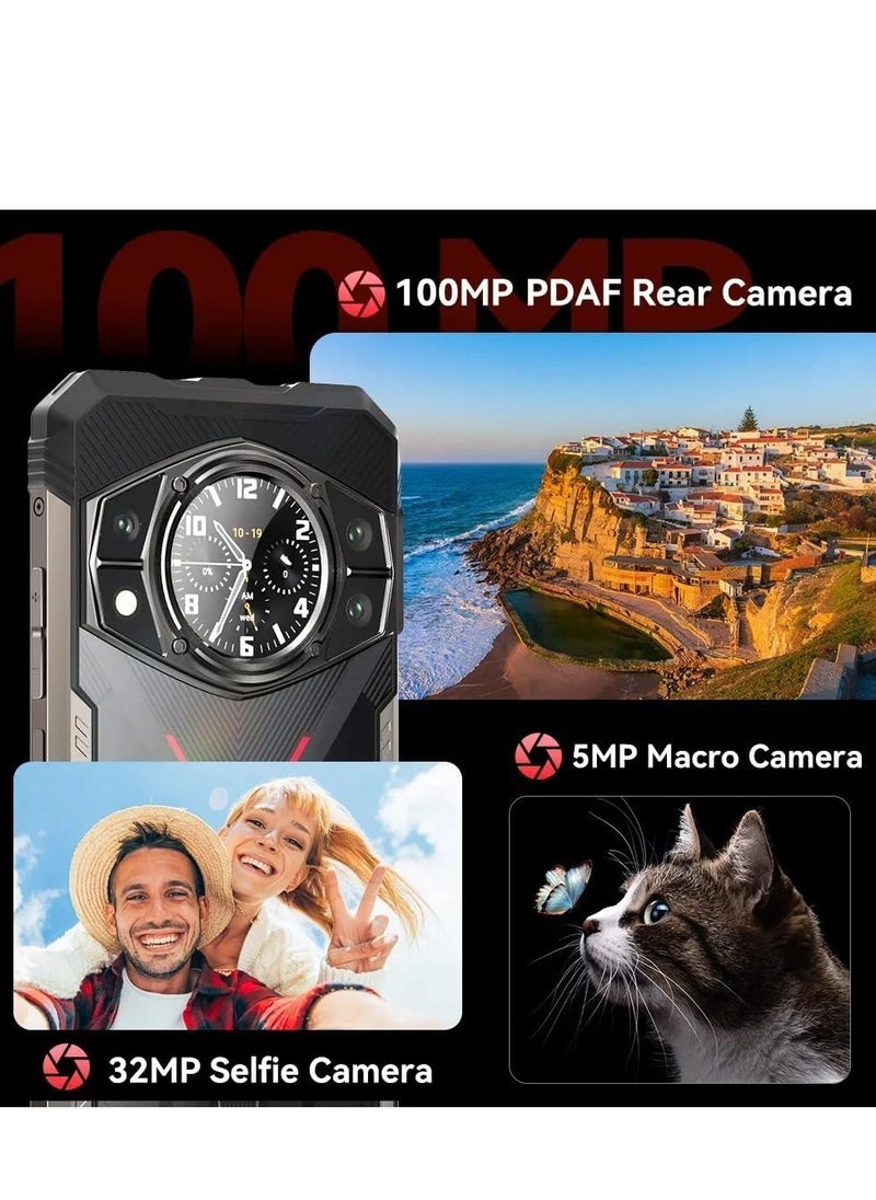 Cubot KingKong AX Rugged Smartphone, Android 14, 12GB RAM + 256GB ROM, 6.583" FHD+ Display, 100MP + 32MP Camera, 5100mAh Battery, 33W Fast Charging, Waterproof & Drop Resistant, NFC, OTG, GPS, 4G - Black  - Image 3