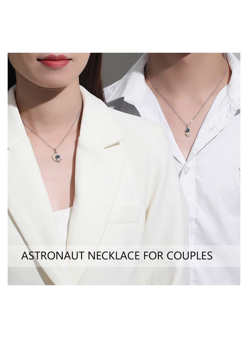 SYOSI قلائد زوجين رائدي الفضاء، مجموعة له ولها، قلادة قابلة للتعديل مع الشمس والقمر، قلادة سحرية لطيفة للأصدقاء، مجوهرات فريدة من نوعها، هدية تذكارية لعيد الميلاد - Image 5