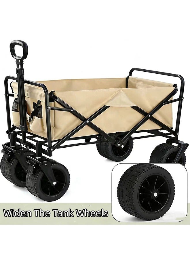 JCB CHIC عربة تخييم قابلة للطي، عربة كبيرة محمولة بسعة 150 كجم، عربة تسوق بمقبض قابل للتعديل، عربة قابلة للطي بعجلات  للأغراض المنزلية والتخييم والتسوق والرياضة والحدائق بسعة كبيرة - Image 1