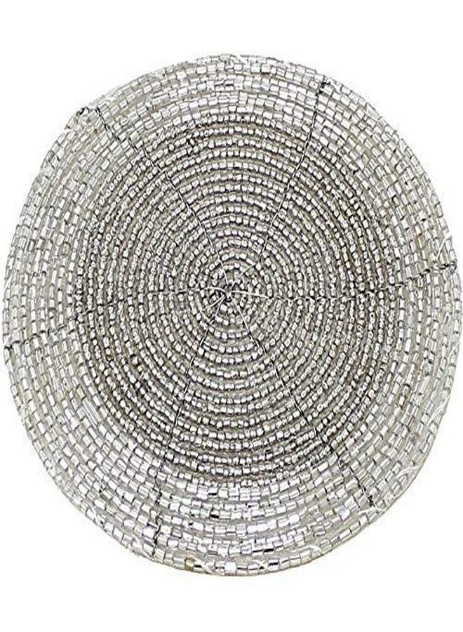 VDECORS طقم قواعد أكواب شاي فضية مطرزة يدوياً من Vdecors، قطرها 4 بوصات - Image 3