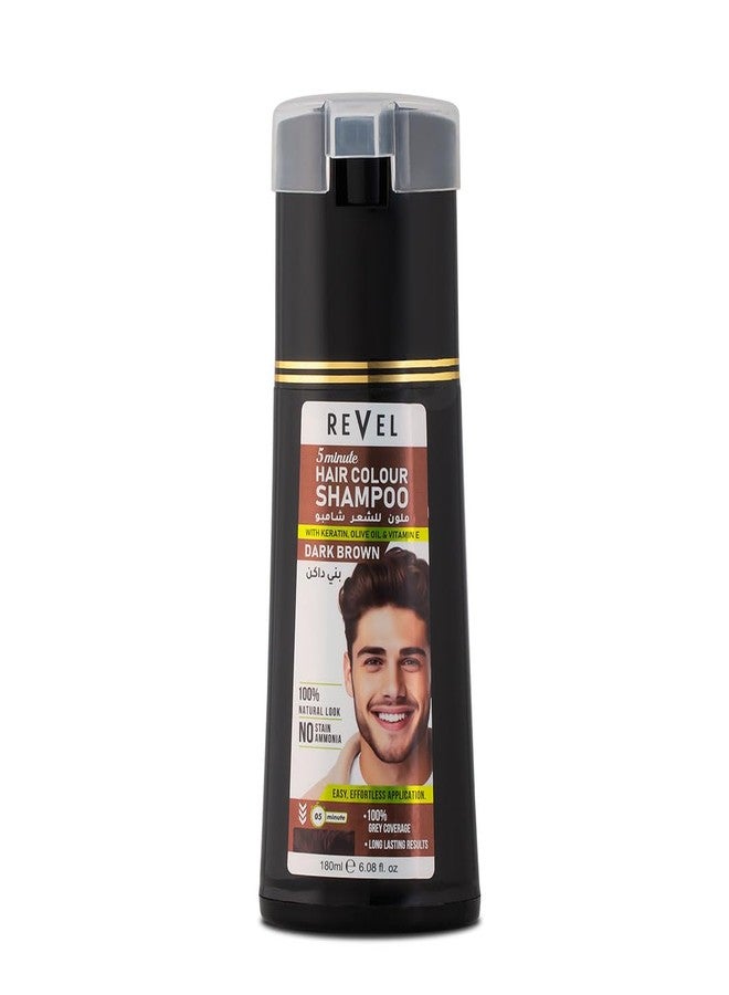REVEL Hair Colour Shampoo Natural Brown 180ml | 5 Minutes | 100% Natural Look | No Star Ammonia | Grey Coverage | Long Lasting Result (Brown) - Image 1