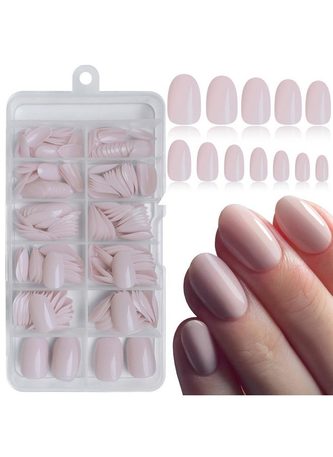 LoveOurHome 240Pc Short Oval Press On Nails Ivory Fake Nails, Xs Oval Press On Nails Short Glue On Nails Ivory Acrylic Nail Press Ons False Nail Tips Artificial False Fingernails With Adhesive Tabs  - Image 1