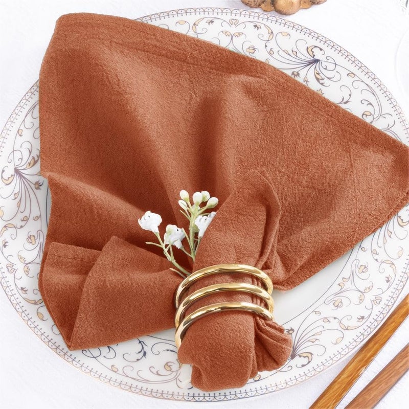 MLMW Terracotta Cloth Napkins Set of 8 Vintage Linen Dinner Cotton Napkins Cloth Bulk Washable 1616 for Wedding Party Baby Bridal Shower Birthday Table Decorations - Image 3