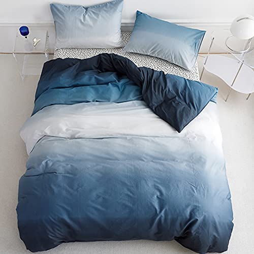 Wellboo Blue White Gradient Comforter Sets King Solid Ocean Sea Bedding Comforters Cotton Modern Plain and Sky Soft Quilts Farmhouse Abstract Art Watercolor Warm King10490