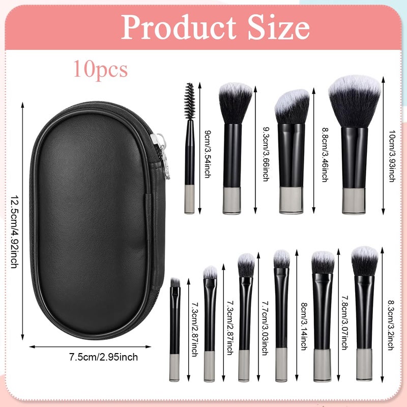 M'AYCREATE MAYCREATE® 10Pcs Makeup Brush Set Professional Travel Brush Sets in Makeup, Portable ON THE GO Face Eye Makeup Brushes with Pouch, Synthetic Fibres and Easy Blending for Cream, Liquid & Powder - Image 2