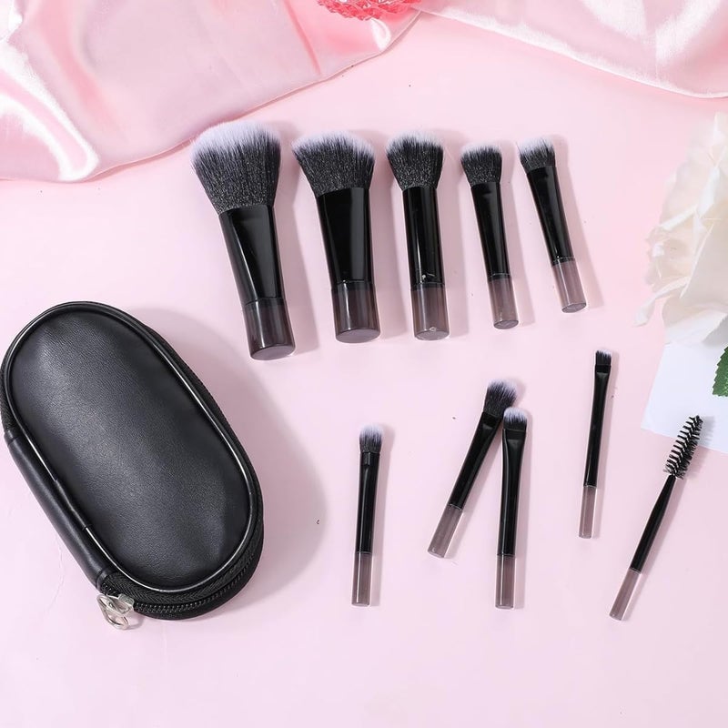 M'AYCREATE MAYCREATE® 10Pcs Makeup Brush Set Professional Travel Brush Sets in Makeup, Portable ON THE GO Face Eye Makeup Brushes with Pouch, Synthetic Fibres and Easy Blending for Cream, Liquid & Powder - Image 4