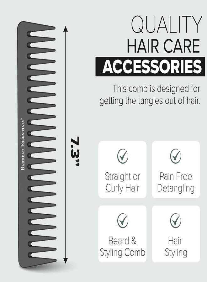 Bardeau Essentials 7 Inch Black Carbon Fiber Wide Tooth Comb - 2 Pack - For Curly and Straight Hair - Professional Detangling Comb for Men & Women - Detangler Big Tooth Comb for Curls and Wet Hair - Image 2