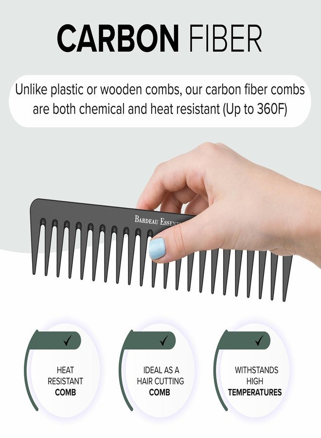 Bardeau Essentials 7 Inch Black Carbon Fiber Wide Tooth Comb - 2 Pack - For Curly and Straight Hair - Professional Detangling Comb for Men & Women - Detangler Big Tooth Comb for Curls and Wet Hair - Image 4