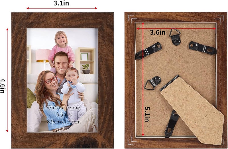 جيفت جاردن إطار صور مقاس 3.5×5 بني، مجموعة من 12 قطعة، إطارات صور ريفية من خشب الجوز مقاس 3.5×5 بالجملة للعرض على المكتب أو التثبيت على الحائط - Image 3