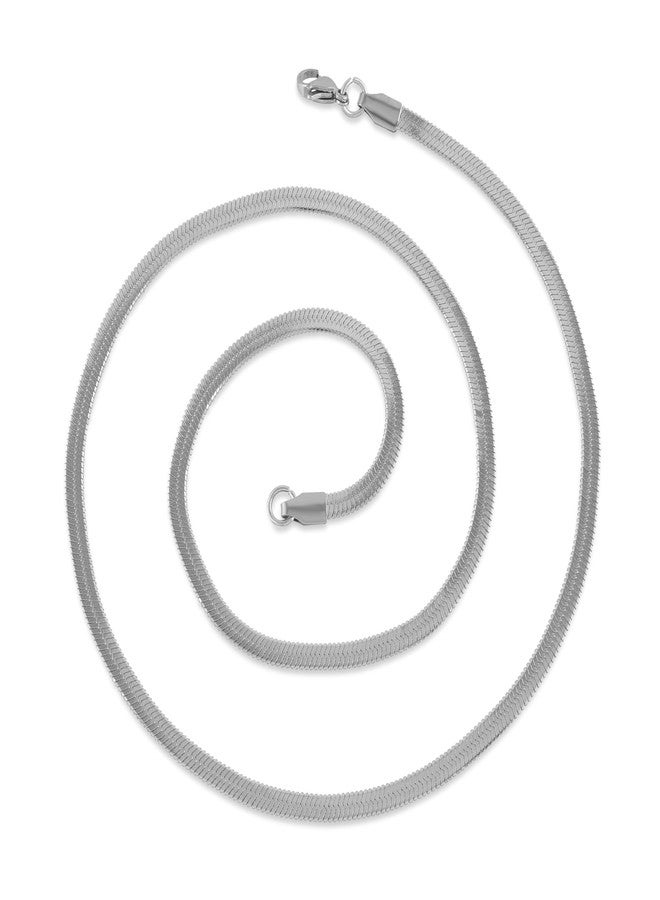 Superstore18 Stainless Steel Snake Chain Necklace, Flat Design, Unisex, Anti-Tarnish for Men Women (SST8312CNNI) - Image 2