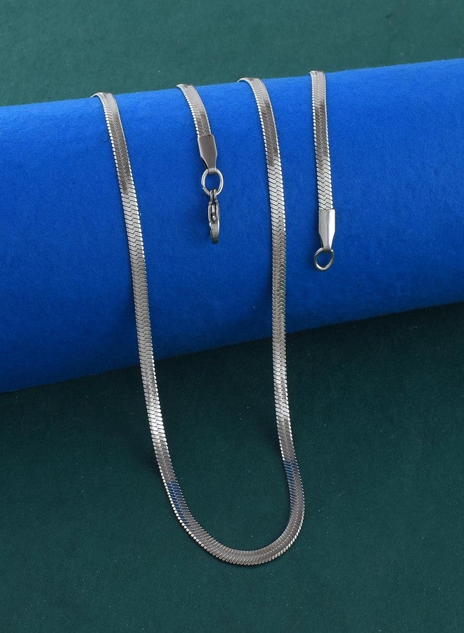 Superstore18 Stainless Steel Snake Chain Necklace, Flat Design, Unisex, Anti-Tarnish for Men Women (SST8312CNNI) - Image 4