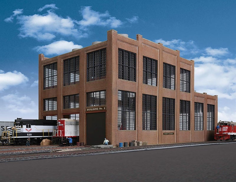 Cornerstone Walthers HO Scale Rail Shops Series 174 Railroad Shop Kit - 17-1/8 x 8-3/4 x 8-5/8 inches, Grey - Image 1