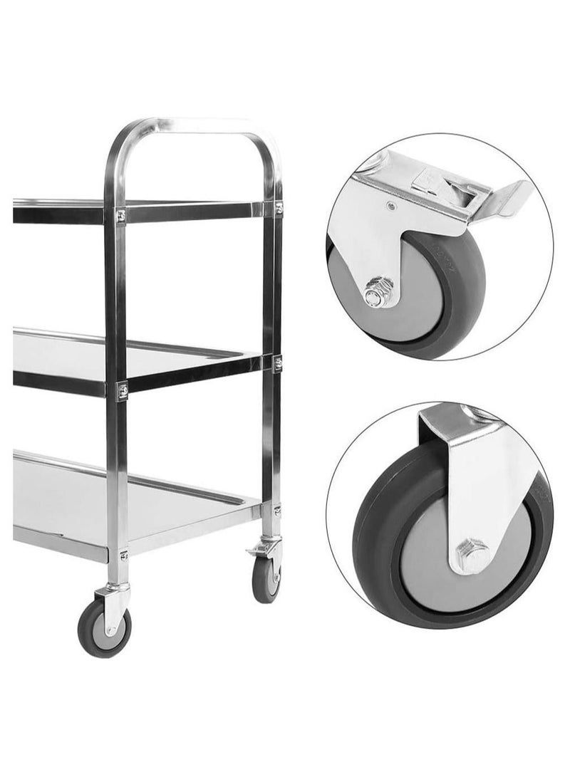 Grace Grace Stainless Steel 3 Layers Service Cart Kitchen Trolley 85x45x87cm  - Image 5