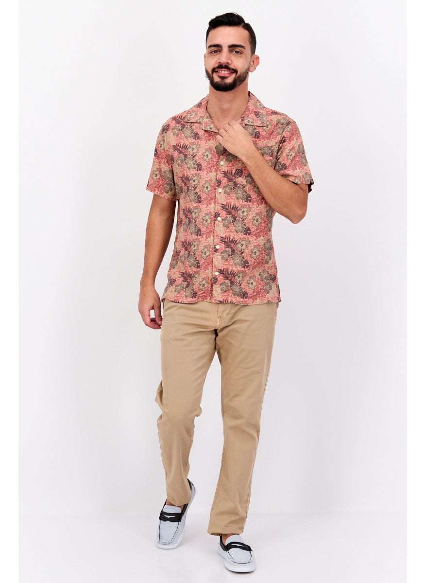 Jachs New York Men Regular Fit Allover Print Short Sleeves Casual Shirt, Rust Combo  - Image 4