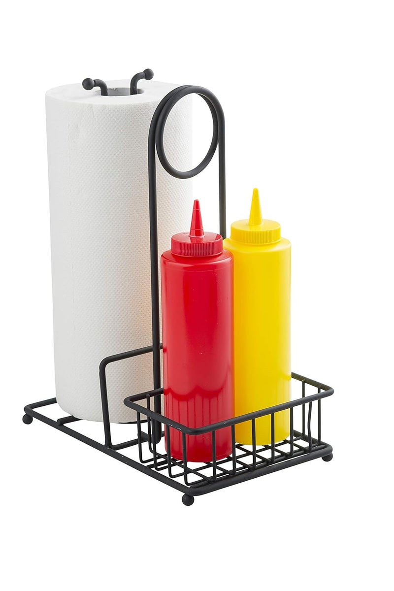 Tablecraft 10263 Paper Towel & Condiment Caddy, 10" x 6" x 12-1/4”H, 2-Section, Steel, Black Powder Coat - Image 2