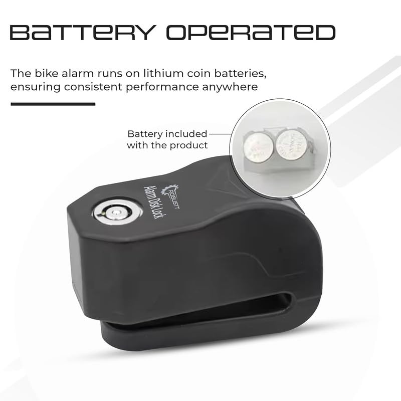 GNOLY Motorcycle Scooter Wheel Alarm Lock – Loudest 110dB Anti-Theft Disc Brake Security with Reminder Tether – Robust Weatherproof Black Metal Housing – 6 Pin Locking System – 1.5 Meter Cord (1 Pcs) - Image 4