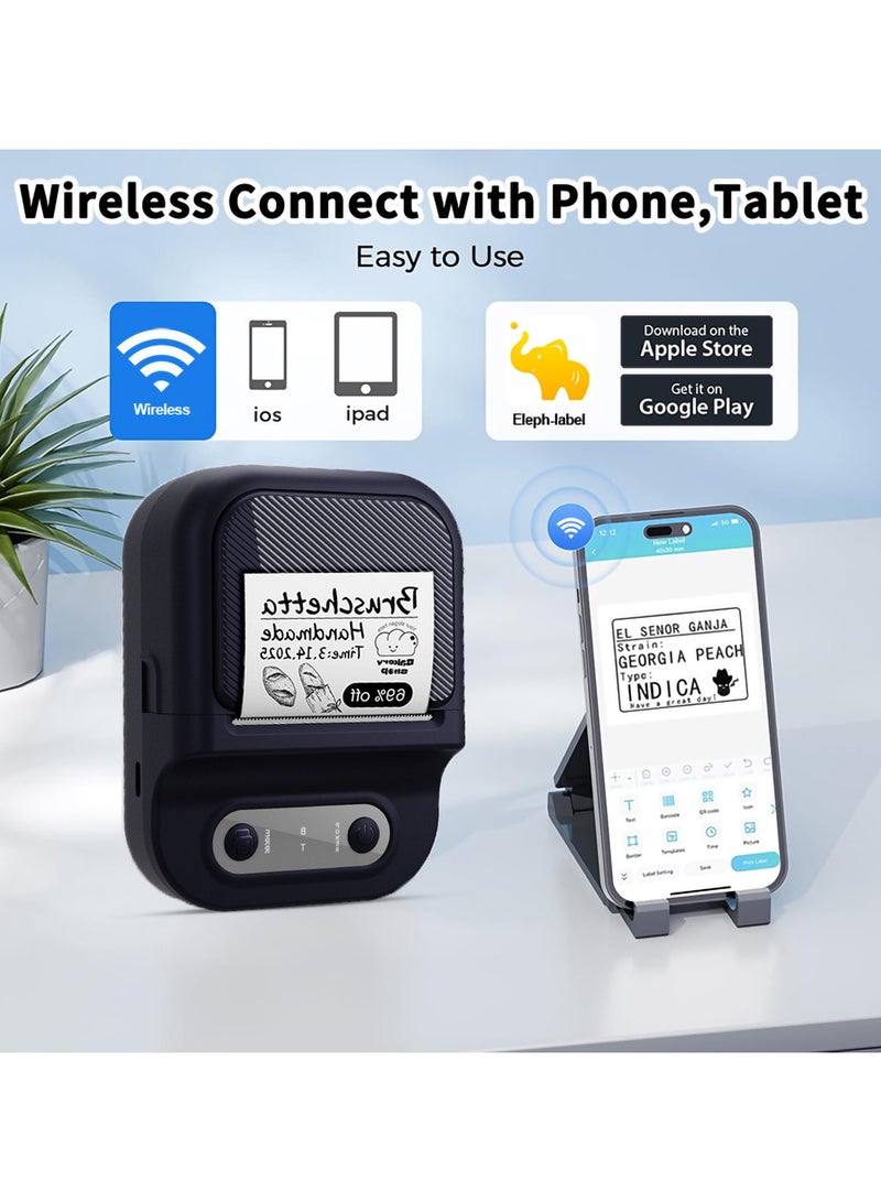 Wireless Bluetooth Label Printer with 1 Label Roll (50*60mm) and USB Cable, Portable Thermal Label Machine, Mini Lightweight Ink-free Black and White Printer, Perfect for Commercial, Supermarket, Office, School, Retail Store, Clothing Label and Home Printing Barcode - Image 5
