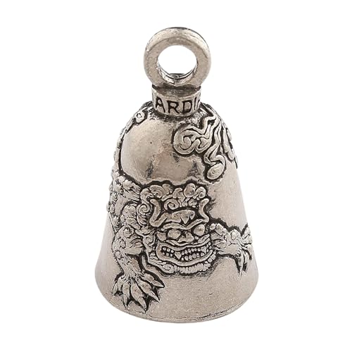 Guardian Bell Foo Dog Good Luck Bell wKeyring Black Velvet Gift Bag Motorcycle Bell LeadFree Pewter Good Luck Gift to Friends Family Bike Bell Made in USA - Image 1