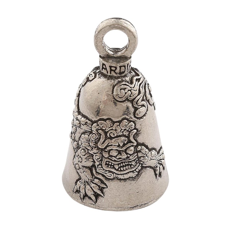 Guardian Bell Foo Dog Good Luck Bell wKeyring Black Velvet Gift Bag Motorcycle Bell LeadFree Pewter Good Luck Gift to Friends Family Bike Bell Made in USA - Image 3
