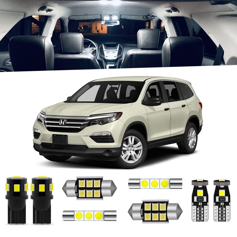 ENDPAGE 15Pieces Pilot LED Interior Light Kit for Honda Pilot 2016 2017 2018 2019 2020 2021 White 6000K Interior LED Lighting Package  License Plate Lights Install Tool