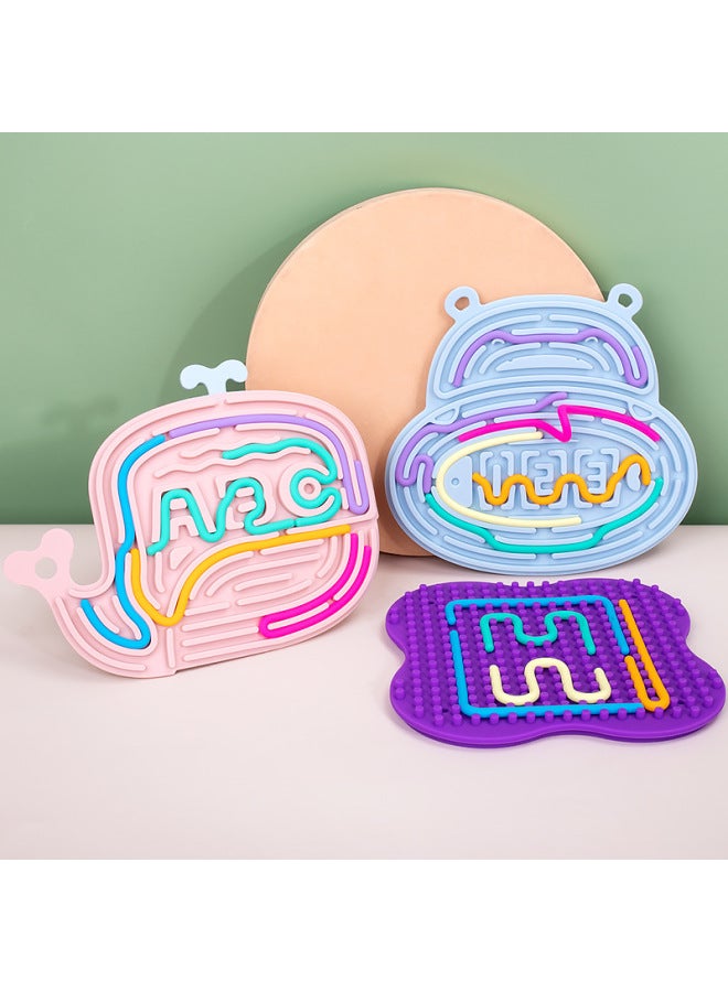 Sensory Activity Board Double-sided Silicone Children's Educational Toy Sensory Activity Double-sided Decompression Board-Color:Flowers - Image 4