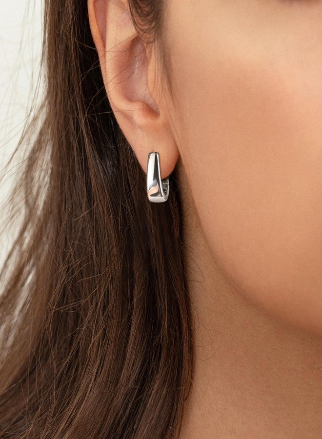 أليكس كرافت أقراط من الفضة الإسترليني عيار 925، أقراط فضية صغيرة سميكة للنساء، أقراط حلقية صغيرة، أقراط فضية مضادة للحساسية، أقراط حلقية صغيرة سميكة للنساء، عصرية. - Image 3