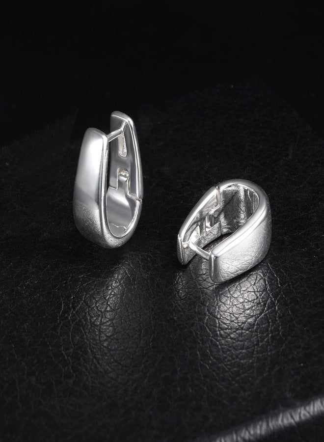 أليكس كرافت أقراط من الفضة الإسترليني عيار 925، أقراط فضية صغيرة سميكة للنساء، أقراط حلقية صغيرة، أقراط فضية مضادة للحساسية، أقراط حلقية صغيرة سميكة للنساء، عصرية. - Image 5