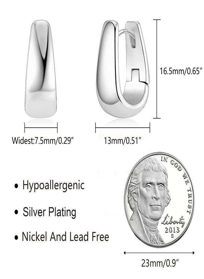 أليكس كرافت أقراط من الفضة الإسترليني عيار 925، أقراط فضية صغيرة سميكة للنساء، أقراط حلقية صغيرة، أقراط فضية مضادة للحساسية، أقراط حلقية صغيرة سميكة للنساء، عصرية. - Image 2