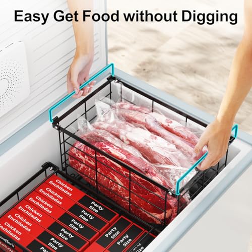 iSPECLE Freezer Organizer Bins - 3 Pack Large Deep Freezer Organizer Bins for 5 to 7 Cu.Ft Chest Freezer, Easy Access No Digging Stackable Wire Baskets to Maximize Space, Heavy Duty Easy Install - Image 5