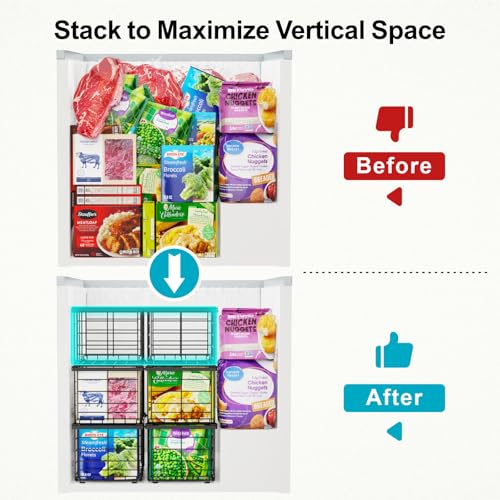 iSPECLE Freezer Organizer Bins - 3 Pack Large Deep Freezer Organizer Bins for 5 to 7 Cu.Ft Chest Freezer, Easy Access No Digging Stackable Wire Baskets to Maximize Space, Heavy Duty Easy Install - Image 2