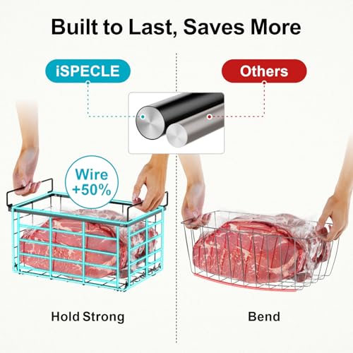 iSPECLE Freezer Organizer Bins - 3 Pack Large Deep Freezer Organizer Bins for 5 to 7 Cu.Ft Chest Freezer, Easy Access No Digging Stackable Wire Baskets to Maximize Space, Heavy Duty Easy Install - Image 4