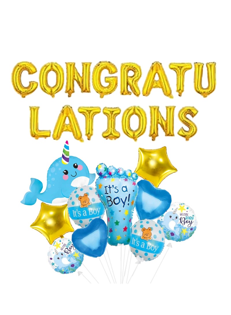 Congratulations Its Baby Boy Foil Balloon Set - Image 1