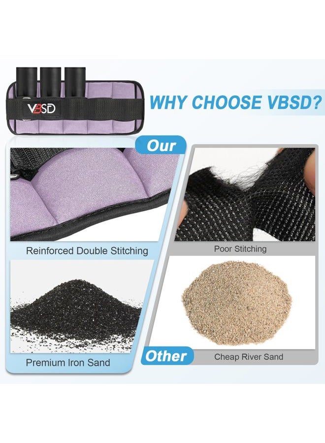 VBSD Adjustable Ankle Weights for Men Women, 10lb 1 Pair Leg Weight Straps, Weighted Ankle Weights Set for Gym, Yoga, Jogging, Walking, Aerobics, 1-5 lbs Each Ankle, 1 Pair 2-10 lbs, Lavender - Image 5