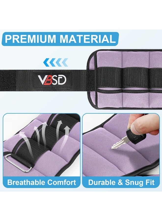 VBSD Adjustable Ankle Weights for Men Women, 10lb 1 Pair Leg Weight Straps, Weighted Ankle Weights Set for Gym, Yoga, Jogging, Walking, Aerobics, 1-5 lbs Each Ankle, 1 Pair 2-10 lbs, Lavender - Image 3