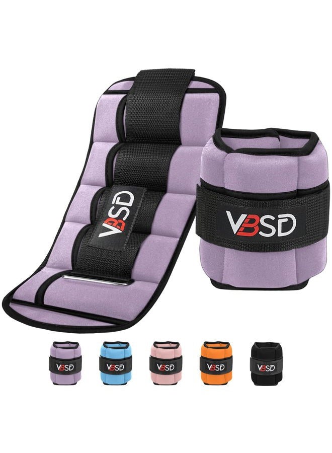 VBSD Adjustable Ankle Weights for Men Women, 10lb 1 Pair Leg Weight Straps, Weighted Ankle Weights Set for Gym, Yoga, Jogging, Walking, Aerobics, 1-5 lbs Each Ankle, 1 Pair 2-10 lbs, Lavender - Image 1