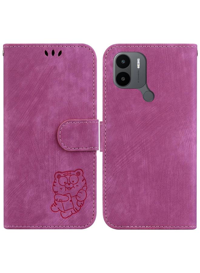 The Bros Case For Xiaomi Redmi A1+ 4G Global Little Tiger Embossed Leather Phone Case