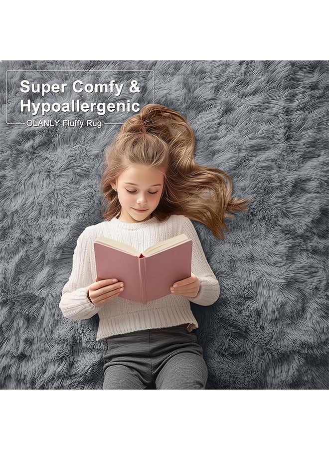 JCB CHIC Area Rugs for Living Room Bedroom, Soft Modern Indoor Fuzzy Shaggy Area Rug, Non-Slip Furry Rug for Teen Girls and Boys,Nursery Kids Room Dorm Home Decor, High Pile Plush Floor Carpet(200x300cm) - Image 4