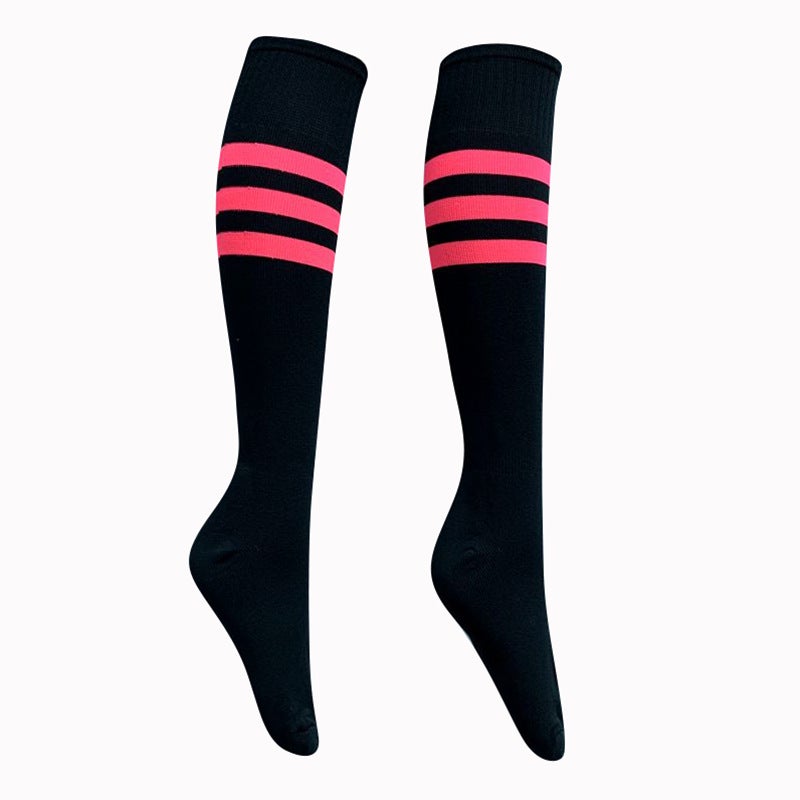Generic High bouncing ball football socks cross-border long barrel striped durable sports socks dance cheerleading fitness yoga socks Black powder edge 
