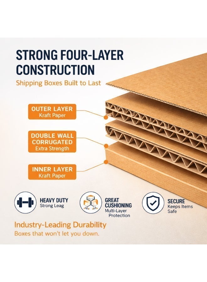 Alayjah,Large Double Wall Corrugated Moving Box + Marker Pen +5 Label Stickers,Heavy-Duty,100% Recyclable Carton Boxes for Packaging, Shipping & Storage, 30kg Capacity,1 Piece (Large 45x45x70cm) 30100014 - Image 3