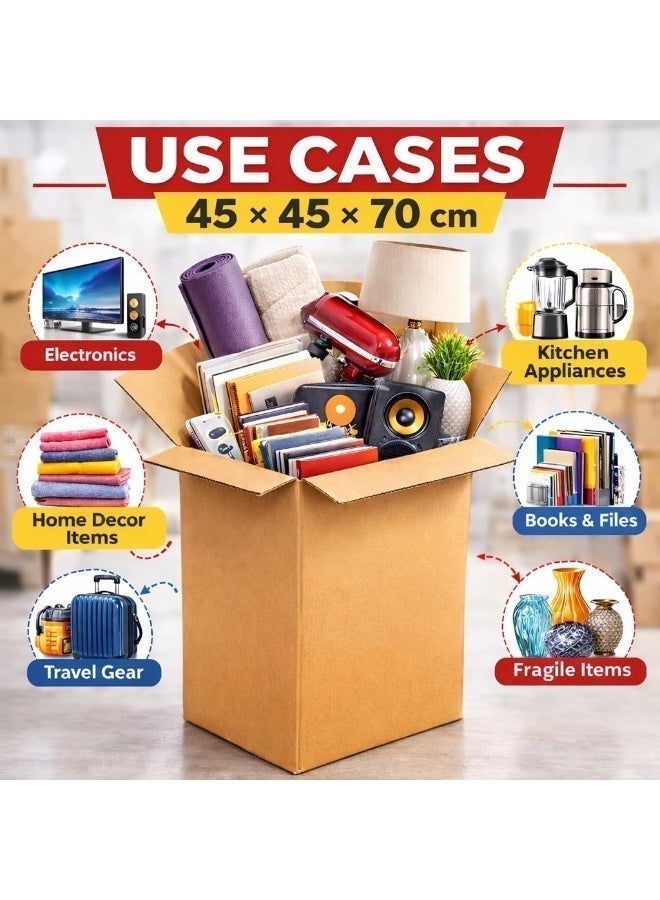 Alayjah,Large Double Wall Corrugated Moving Box + Marker Pen +5 Label Stickers,Heavy-Duty,100% Recyclable Carton Boxes for Packaging, Shipping & Storage, 30kg Capacity,1 Piece (Large 45x45x70cm) 30100014 - Image 4