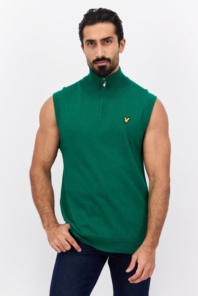 Lyle & Scott سترة بدون أكمام برقبة قمعية للرجال، خضراء - Image 1
