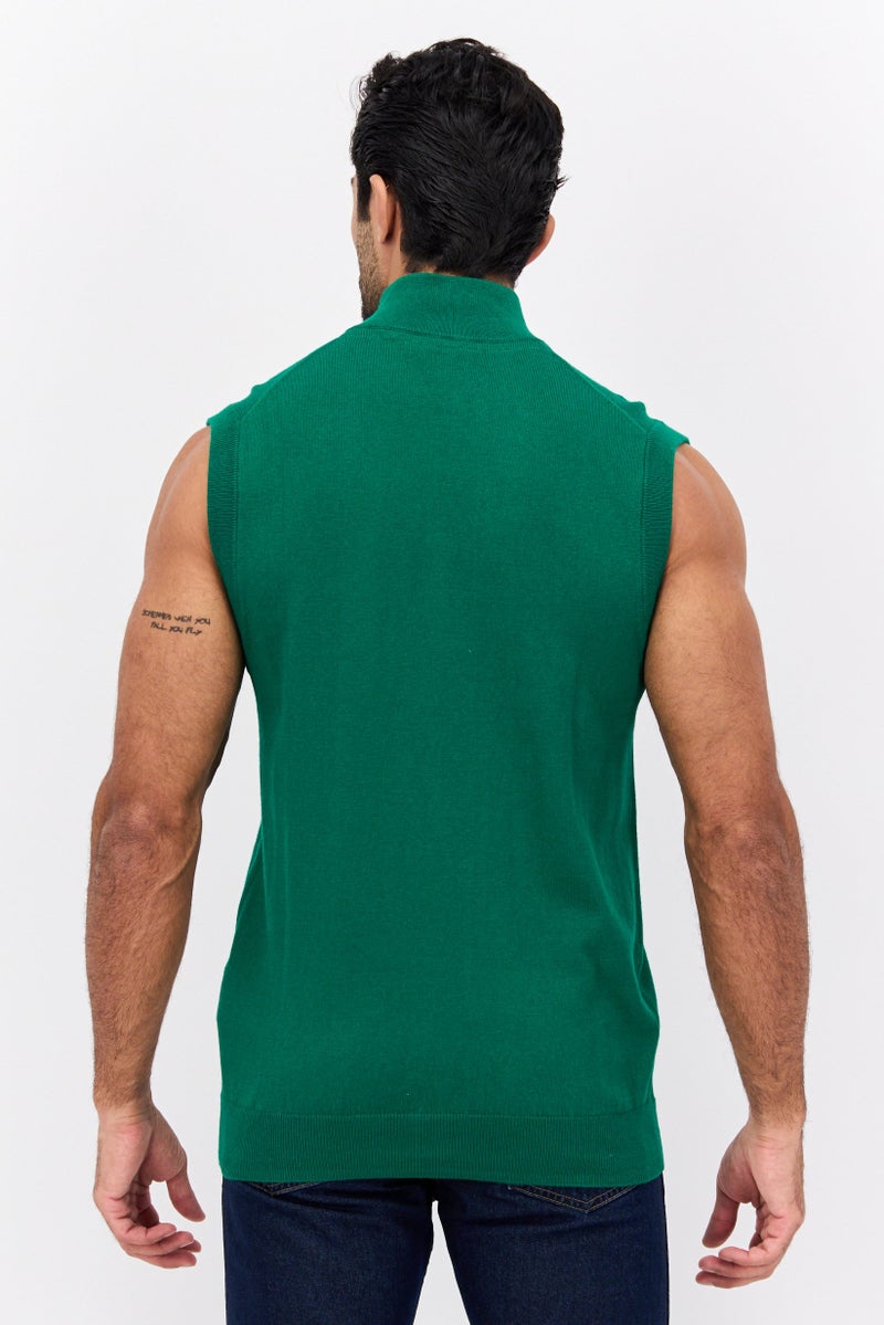 Lyle & Scott سترة بدون أكمام برقبة قمعية للرجال، خضراء - Image 3