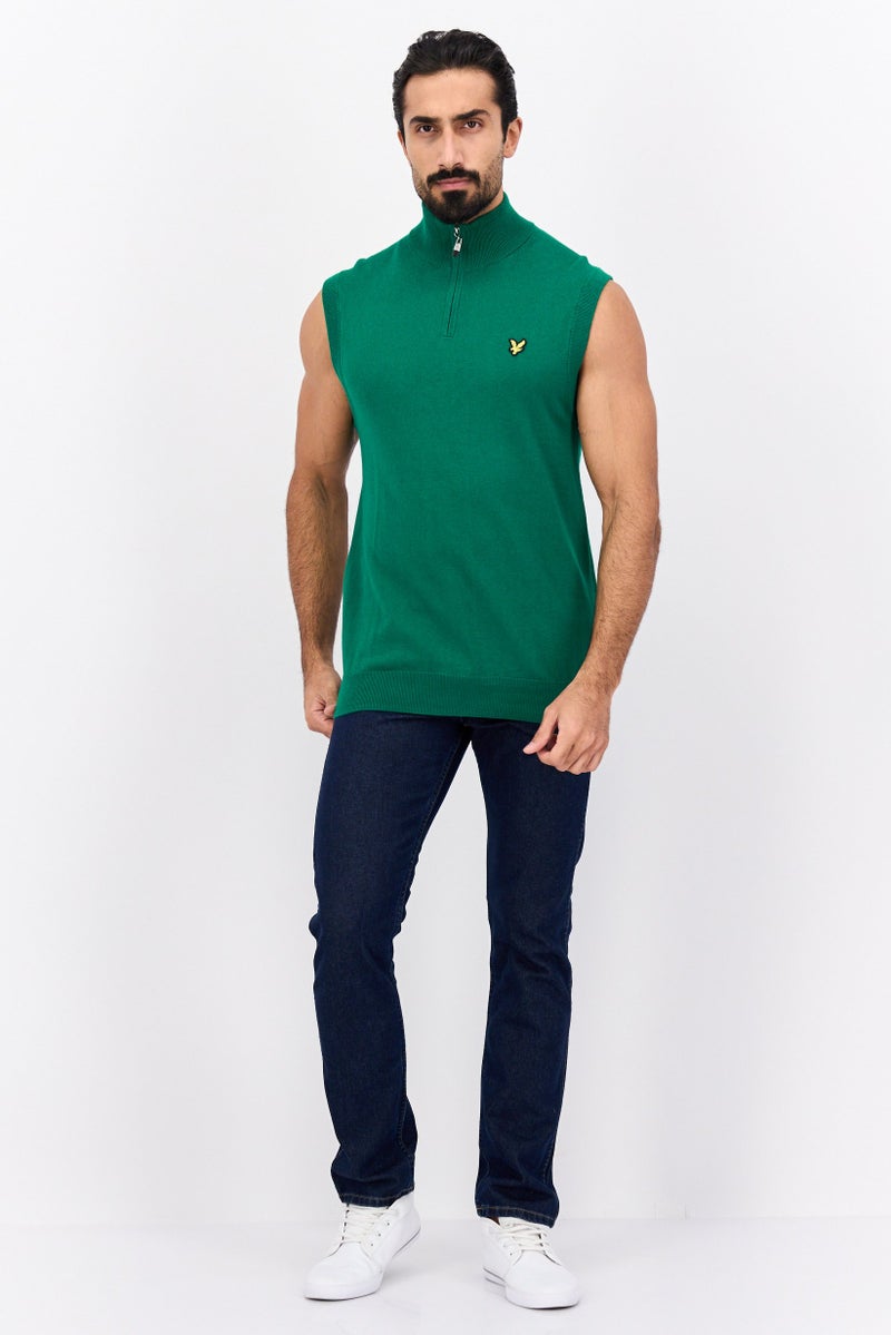 Lyle & Scott سترة بدون أكمام برقبة قمعية للرجال، خضراء - Image 4