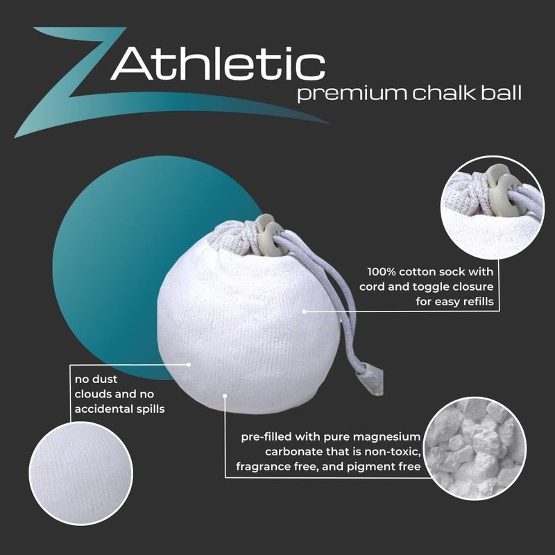 Z-Athletic Z Athletic Gym Chalk Ball for Rock Climbing, Gymnastics, and Weightlifting, 2oz Refillable Ball - Image 3
