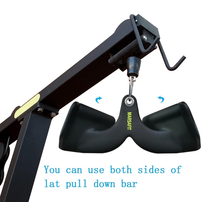 MARSAFIT Home Gym Fitness Rowing T-bar V-bar Pulley Cable Machine Attachment, Bicep Curl Tricep LAT pulldown Bar Back Strength Training Handle Grips LAT Pull Down Bar for Seat Row Workout - Image 3