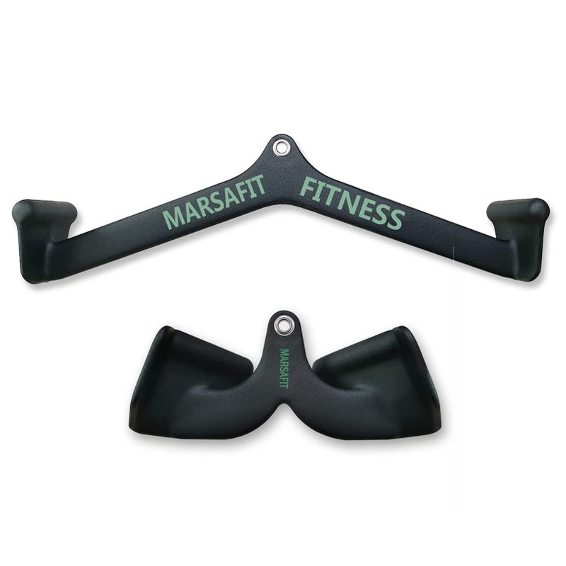 MARSAFIT Home Gym Fitness Rowing T-bar V-bar Pulley Cable Machine Attachment, Bicep Curl Tricep LAT pulldown Bar Back Strength Training Handle Grips LAT Pull Down Bar for Seat Row Workout - Image 1