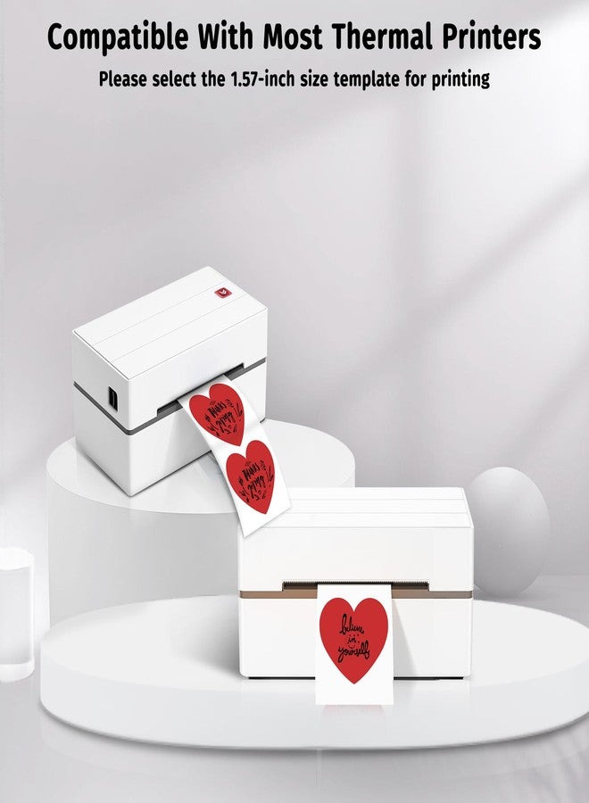 iEager Heart Shaped Thermal Label Stickers 2 Inch Printable Sticker Labels, Self-Adhesive Thermal Labels Roll for Valentine, Thanksgiving, Decor, Home Storage, Thanks Card, Gift Box-500 Labels, Red - Image 4