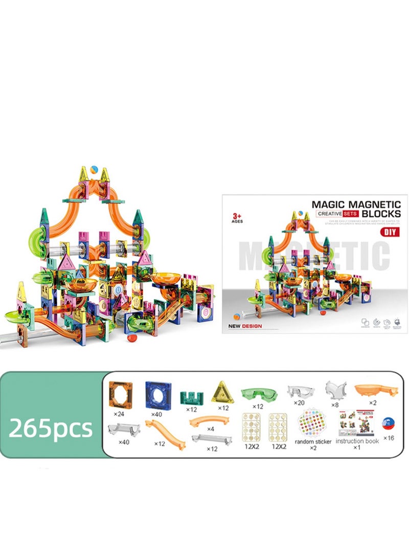 Building Blocks Toy Set - Sliding Ball Magnetic Building Blocks 3D Building Blocks for Children Aged 3-8, Educational Building Blocks for Creative Stacking and Learning, Hands-On Play Educational Children's Birthday Gift (Approx. 265 Pieces)  - Image 2