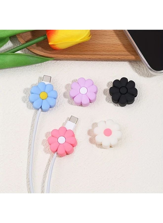 Purple Flower Protective Cover For iPhone Type C Cable Anti Bending Dirt - Image 2